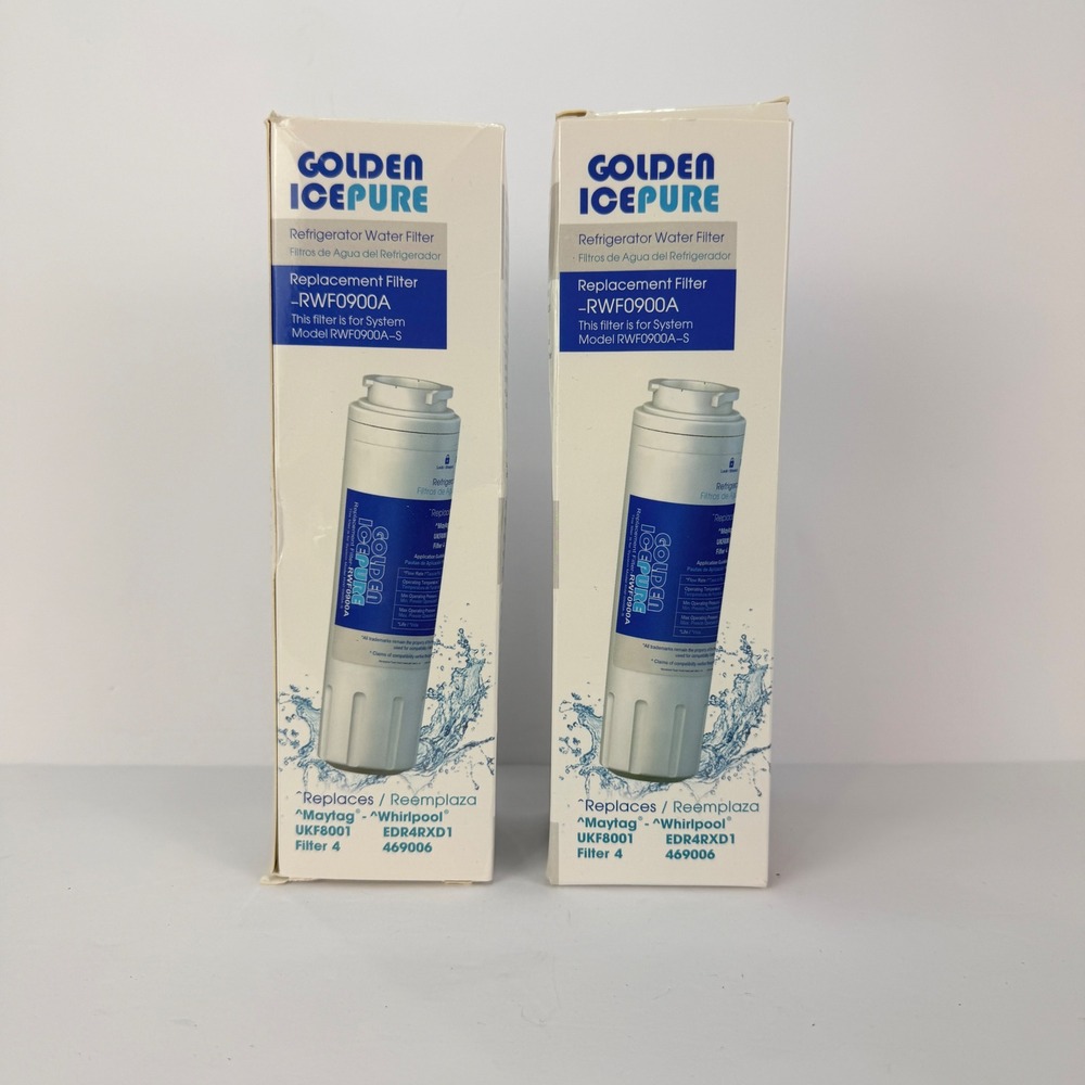 2 GOLDEN ICEPURE Refrigerator Water Filter Replacement UKF8001 EDR4RXD1